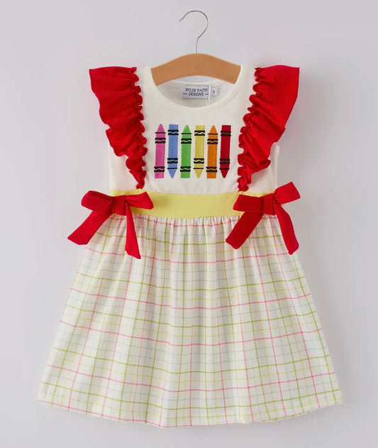 Yellow Plaid Crayon Dress