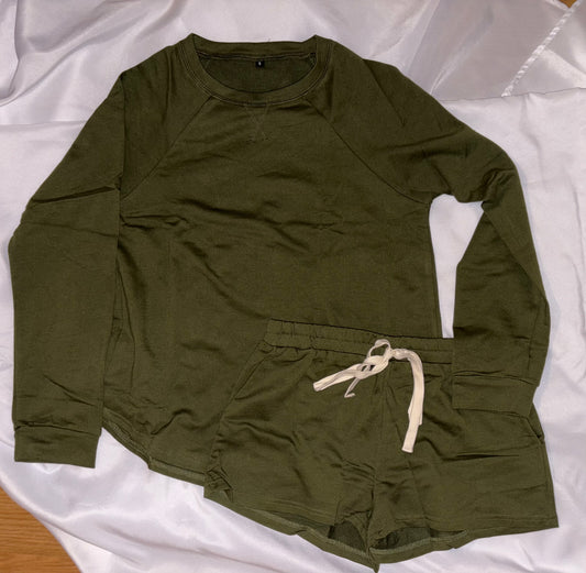 Olive Long Sleeve Short Set