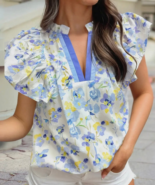 Light Purple & Yellow Floral Blouse