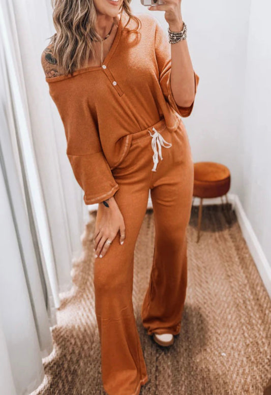 Grapefruit Orange V Neck Set