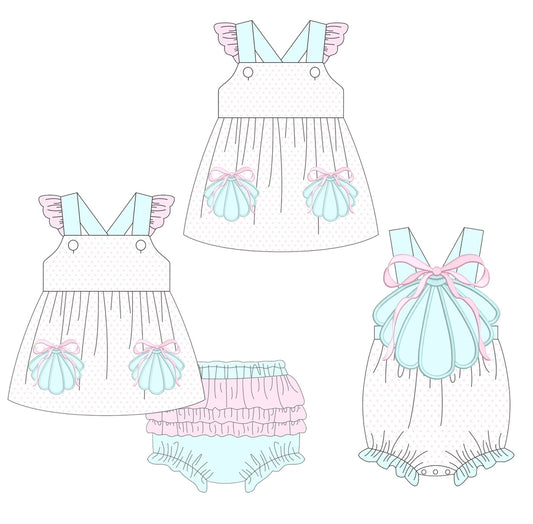 Light Pink & Blue Seashell