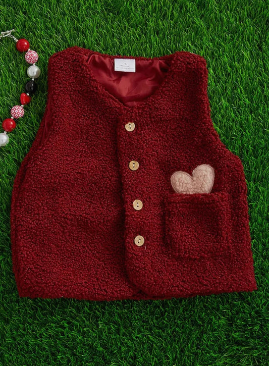 Burgundy Sherpa Vest