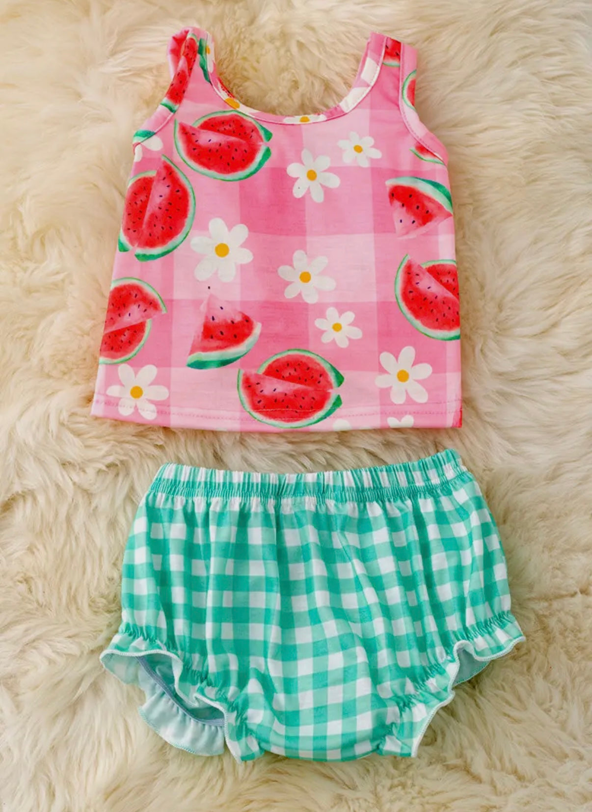 Watermelon Gingham Bloomer Set