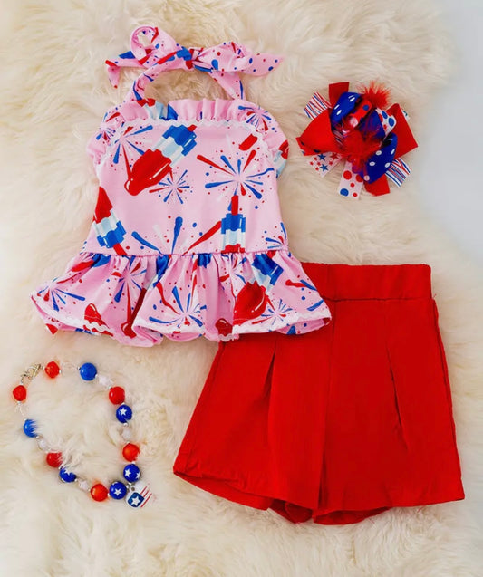 Popsicle Pink & Red Short Set