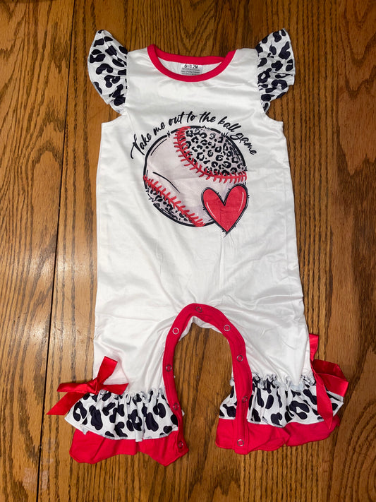 "Take Me Out to the Ballgame" girls romper