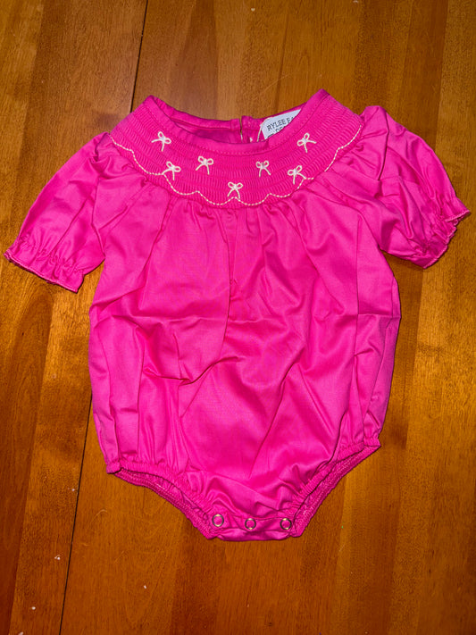 Hot Pink Smocked Bow Bubble
