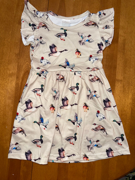 Beige Ducks Swing Dress