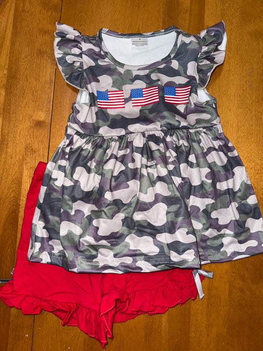 Camo & Red Flags Short Set