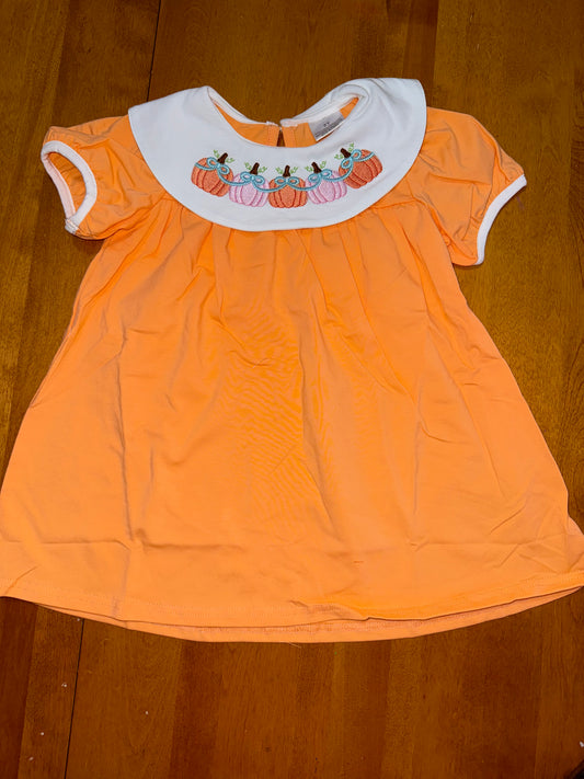 Orange Pumpkin Collared Dress