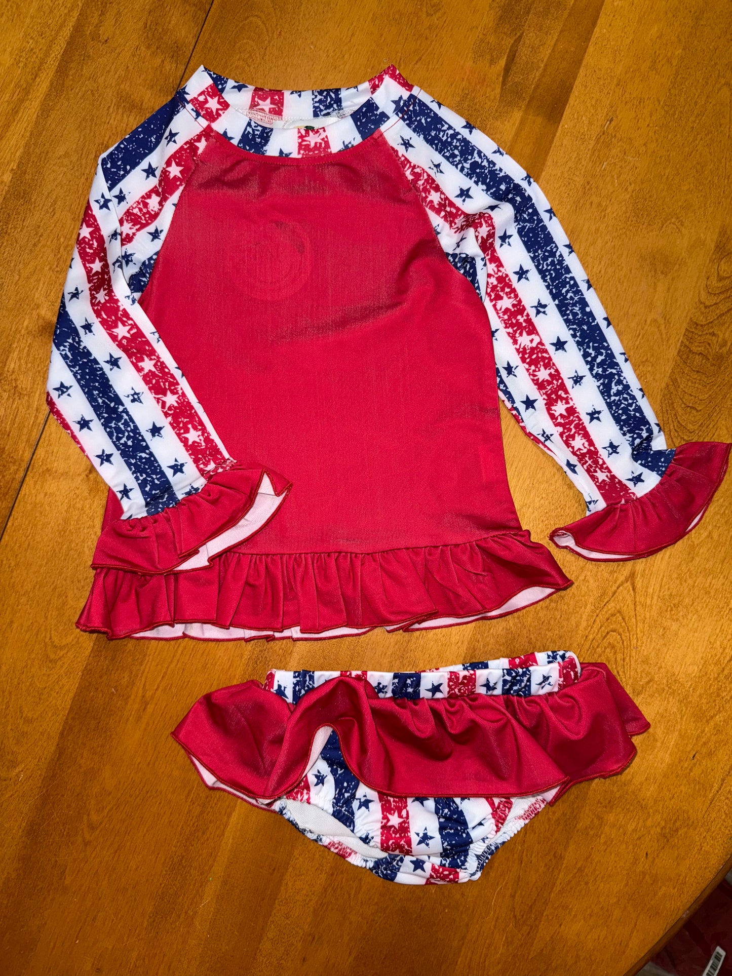 RWB Rash Guard with Skirted Bottoms Swimsuit