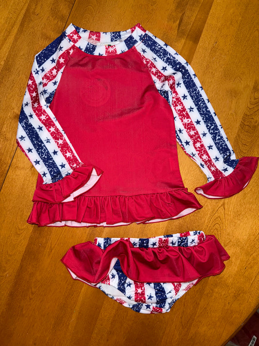 RWB Rash Guard with Skirted Bottoms Swimsuit