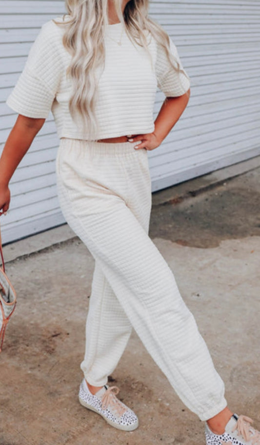 White Cropped Pant Set