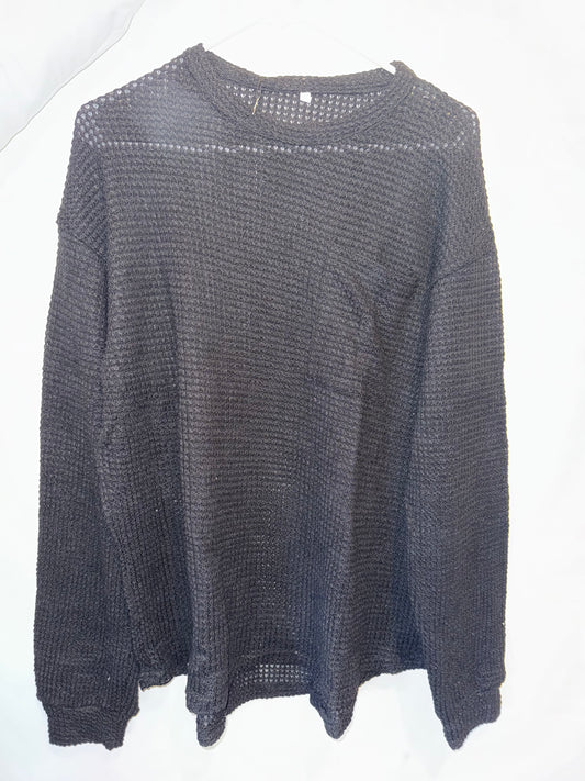 Black Waffle Knit Sweater