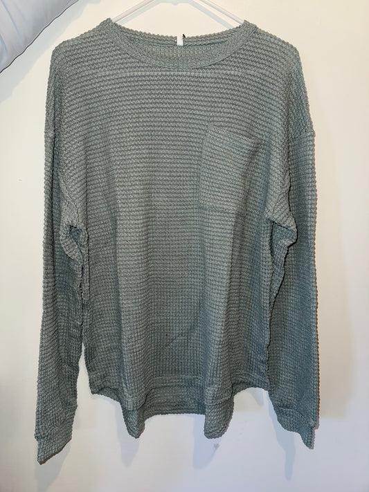 Sage Green Waffle Knit Sweater
