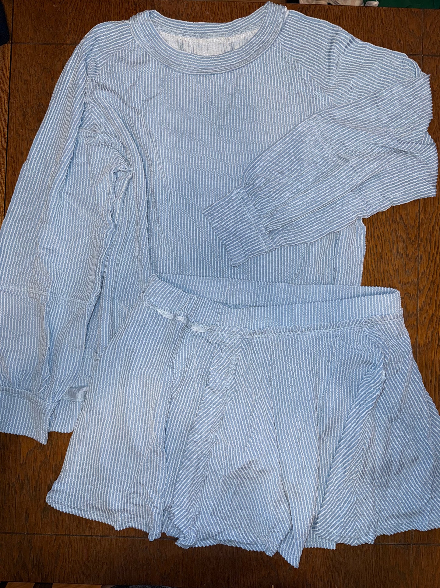 Light Blue Corded Skort Set