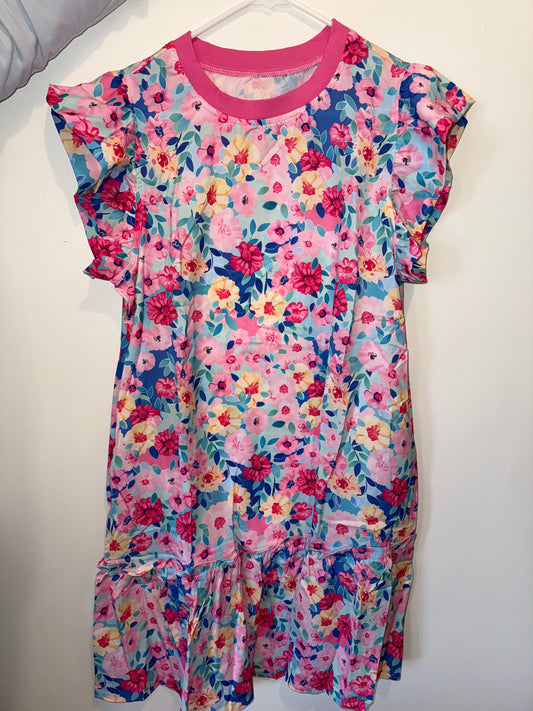 Pink Floral Mini Dress