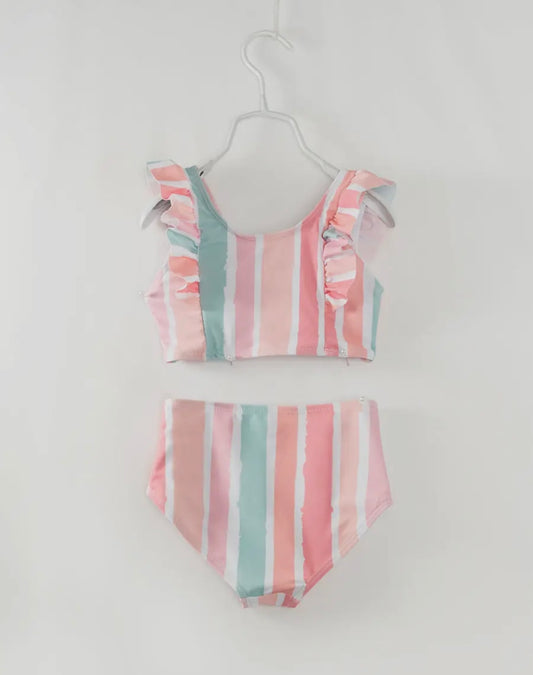 Pastel Stripe Girls Swimsuit