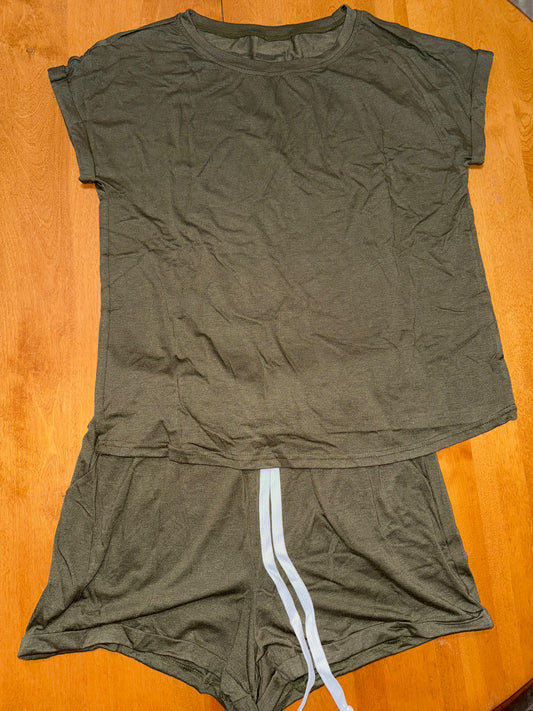 Olive Short Sleeve Shirt & Short Set