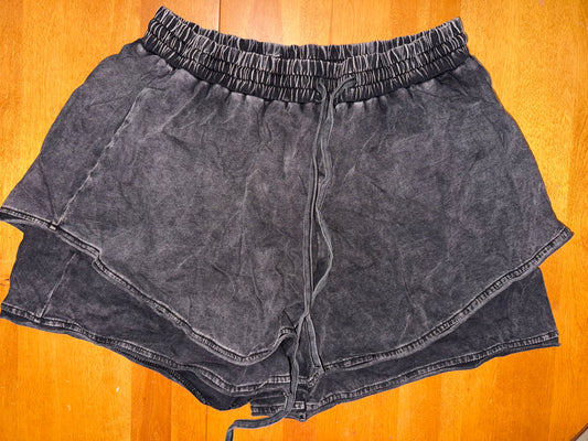 Drawstring Grey Denim Shorts