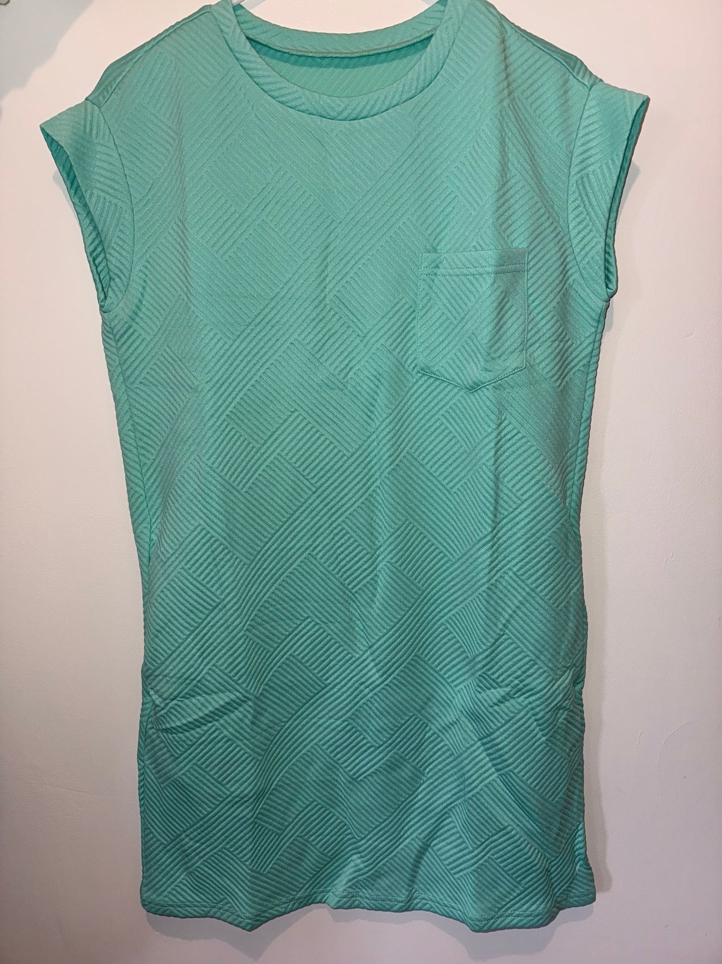 Mint Patterned Dress with Pockets