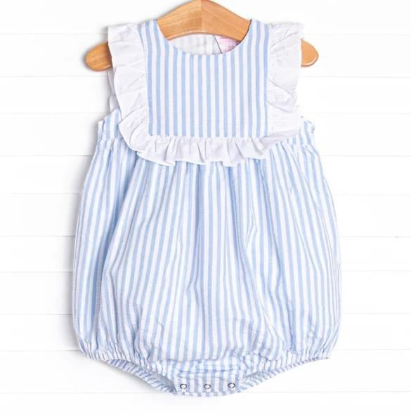 Girls Light Blue and White Stripe Bubble