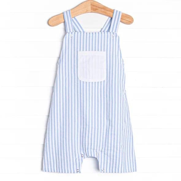 Boys Light Blue and White Stripe Overalls