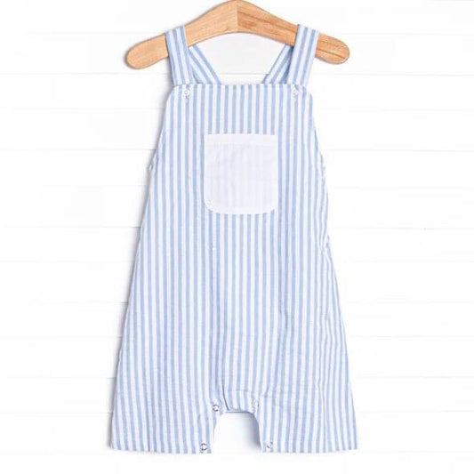Boys Light Blue and White Stripe Overalls