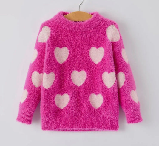 Pink Sweater with White Hearts