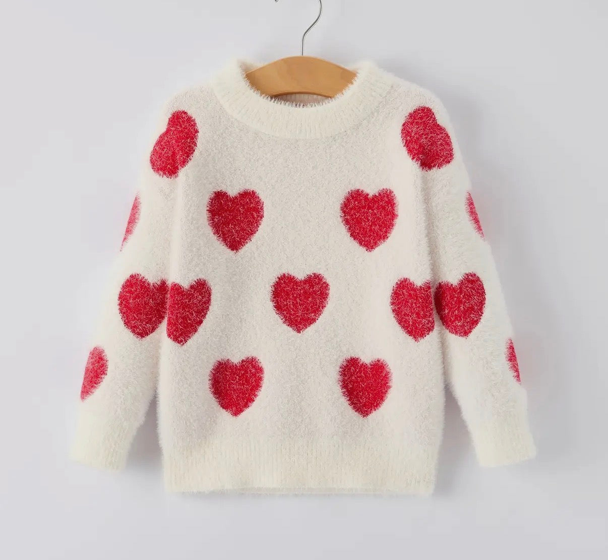 White Sweater with Red Hearts