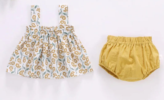 Mustard & Blue Bloomer Set