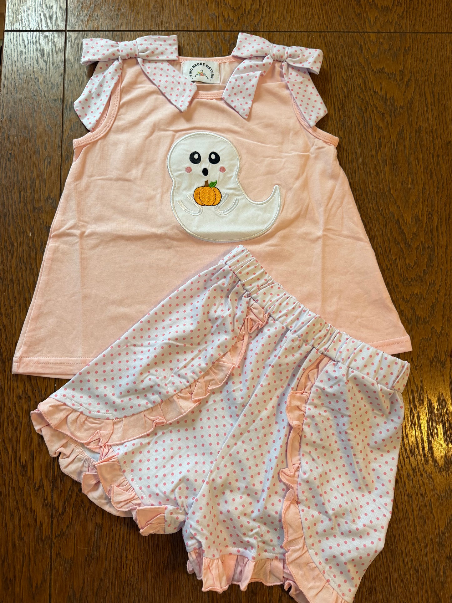 Light Pink Bitty Dot Ghost Short Set