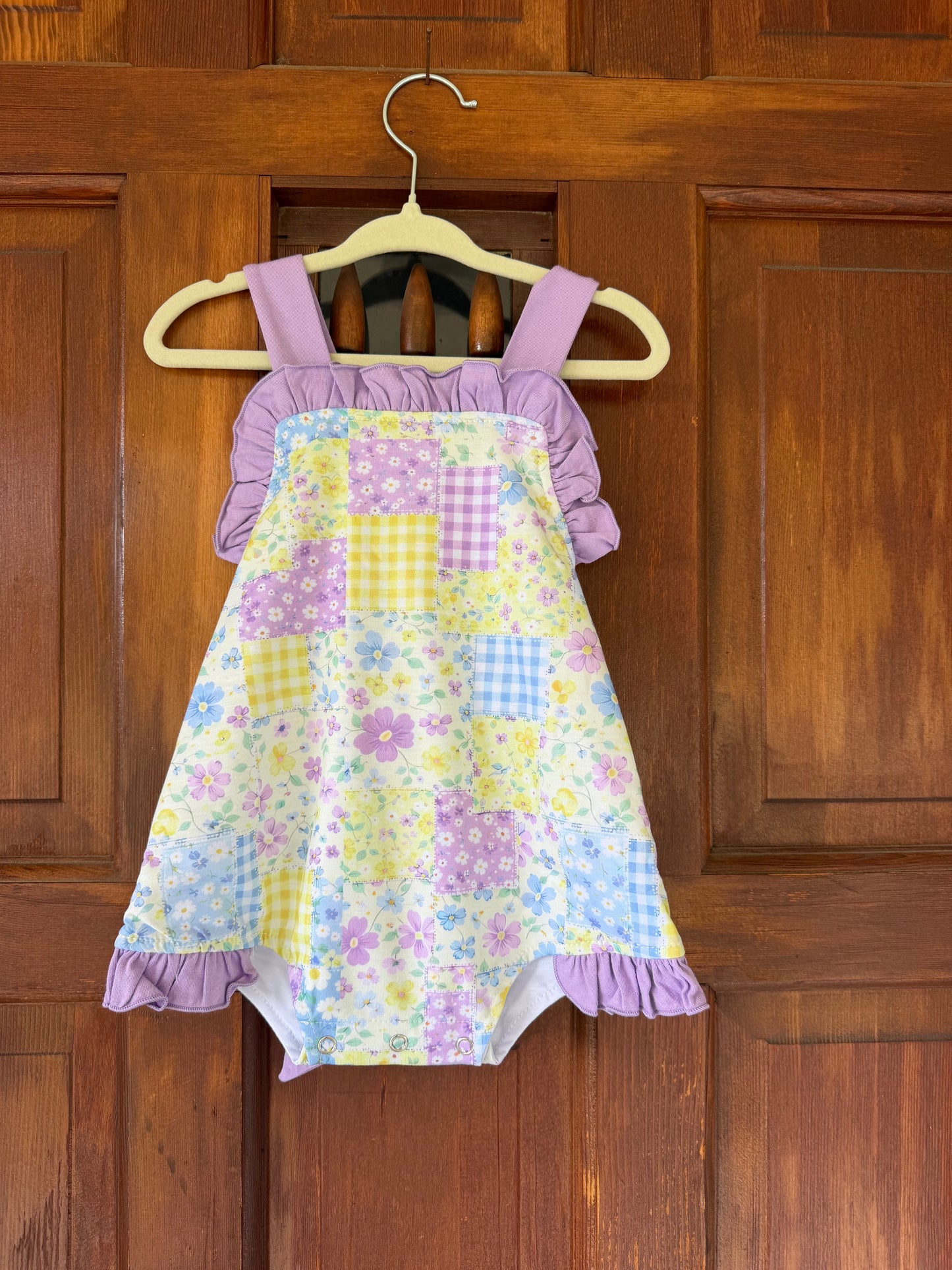 Purple Floral Patchwork Sunsuit