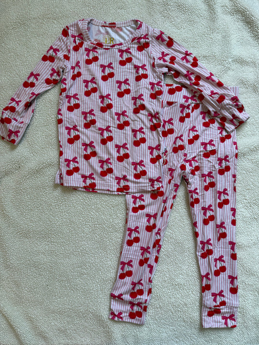 Cherries & Stripes Long Sleeve Bamboo Set