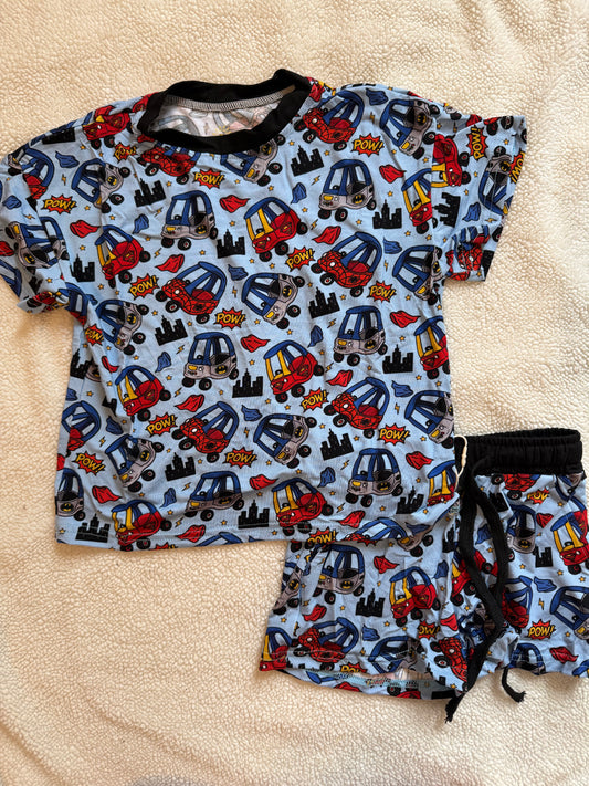 Pow! Superhero Cars Bamboo Short Set