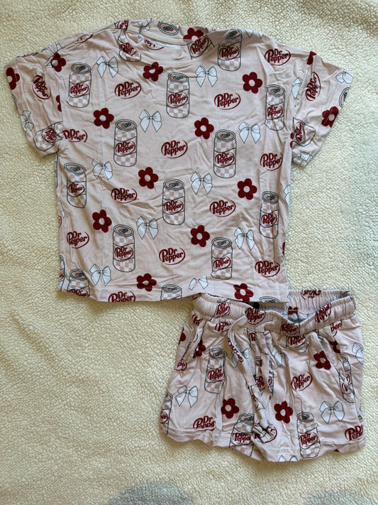 Light Pink Favorite Drink Bamboo Short Set