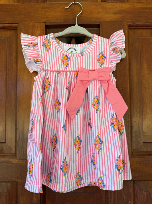 Pink Stripe Flower Bunch Dress