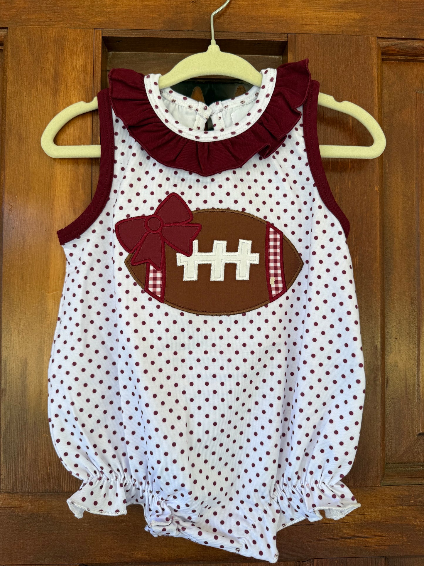 Maroon & White Football Bitty Dot Bubble
