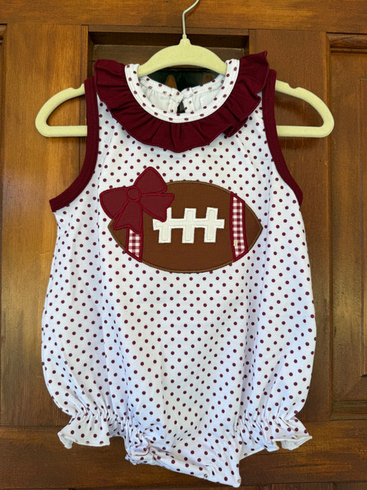 Maroon & White Football Bitty Dot Bubble