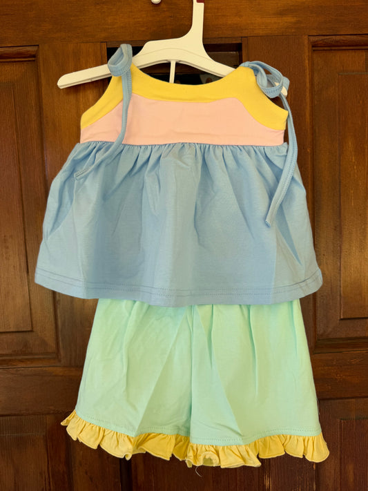 Pastel Colorblock Short Set