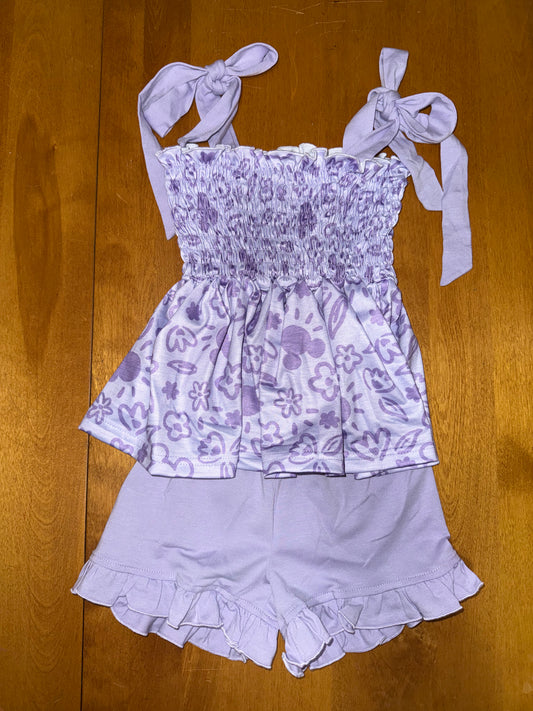 Purple Floral & MM Short Set