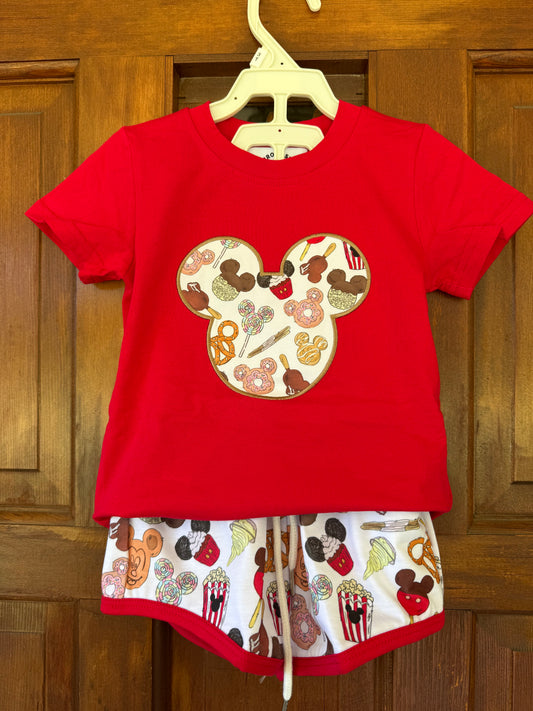 Red & White DW Snacks Short Set