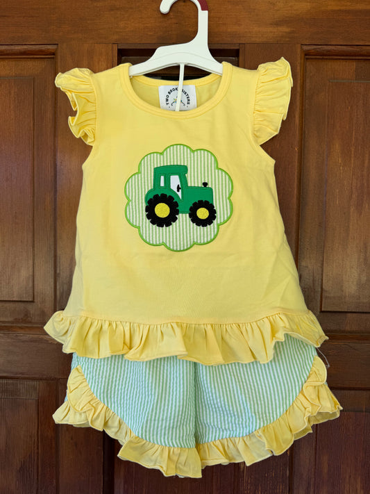 Yellow & Green Tractor Short Set