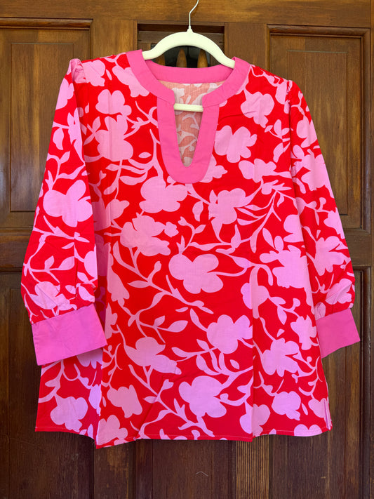 Pink & Red Floral Top