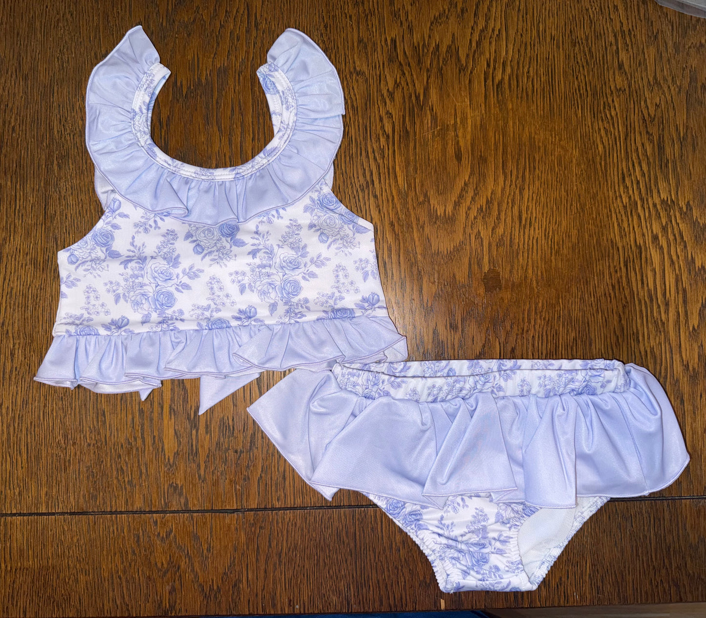 Light Blue Floral & Plaid Swim