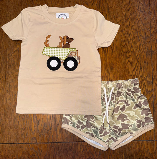 Camo Dump Truck Short Set