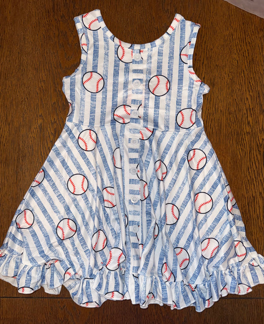 Blue Stripe Baseball Swing Dress