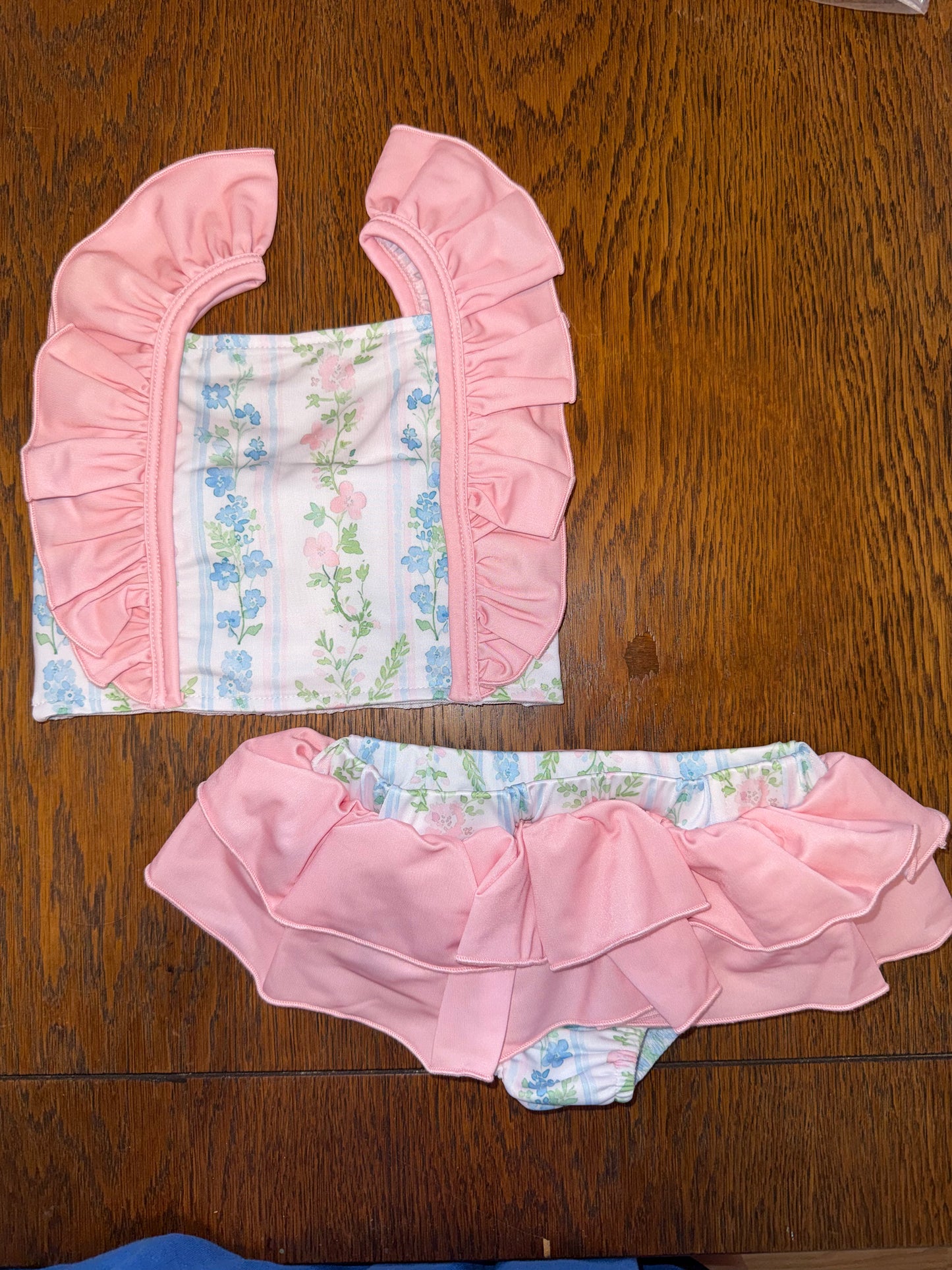 Floral Stripe Two Piece Swimsuit