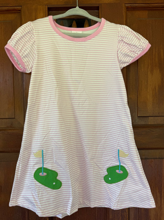 Pink Stripe with Greens Golf Dress