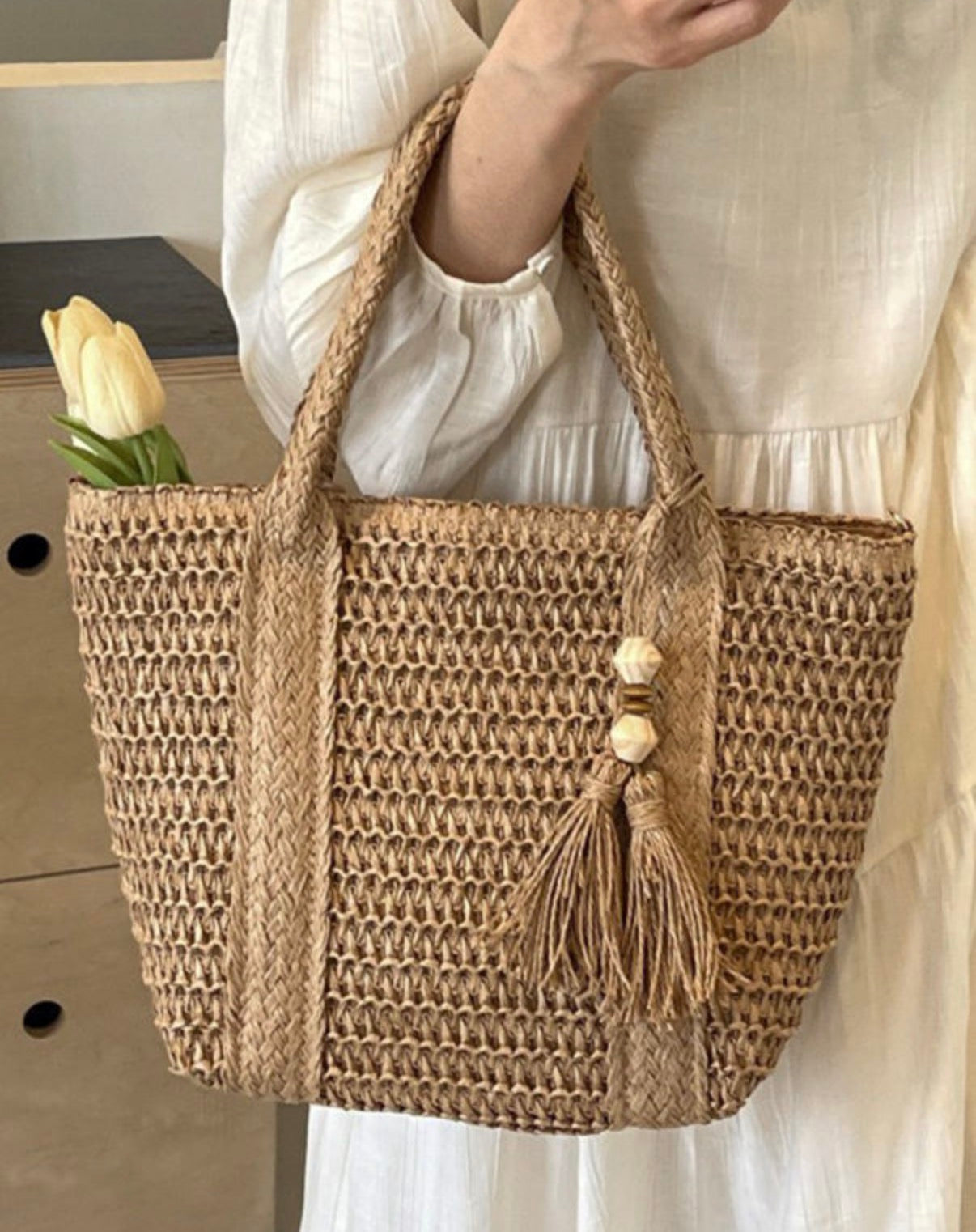 Straw Purse with Tassel