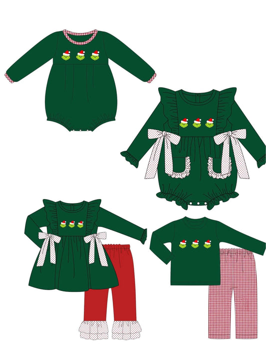 Embroidered Solid Grinches